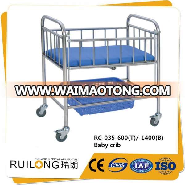 RC-035 high quality hospital stainless steel cheap baby cot bed